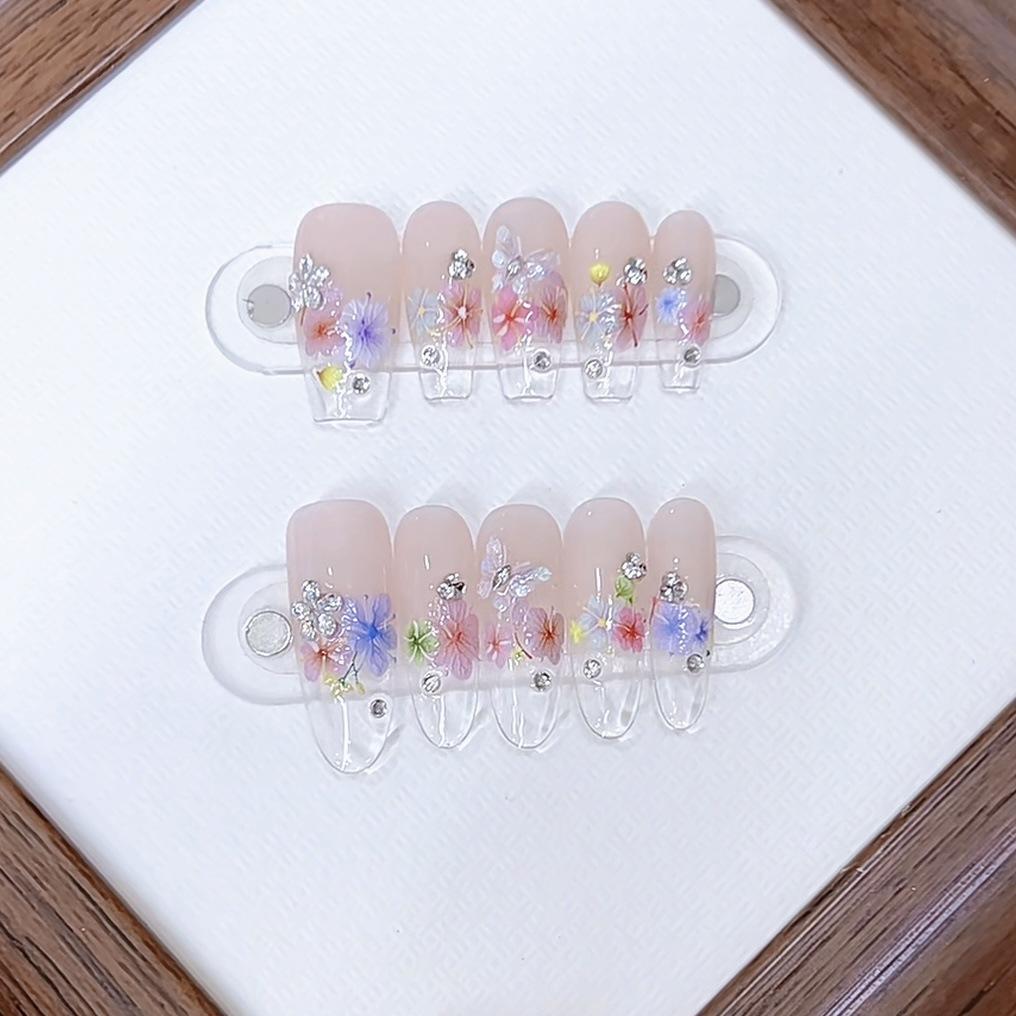 Hand-woven Armor Spring and Summer New Butterfly Love Flower High-end Ice Petal Cat Eye Nail Art Sheet