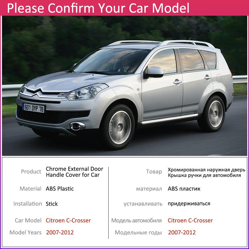 For Citroen C-Crosser 2007~2012 Chrome Exterior Door Handle Cover Car Accessories Stickers Trim Set of 4Door 2008 2009 2010 2011