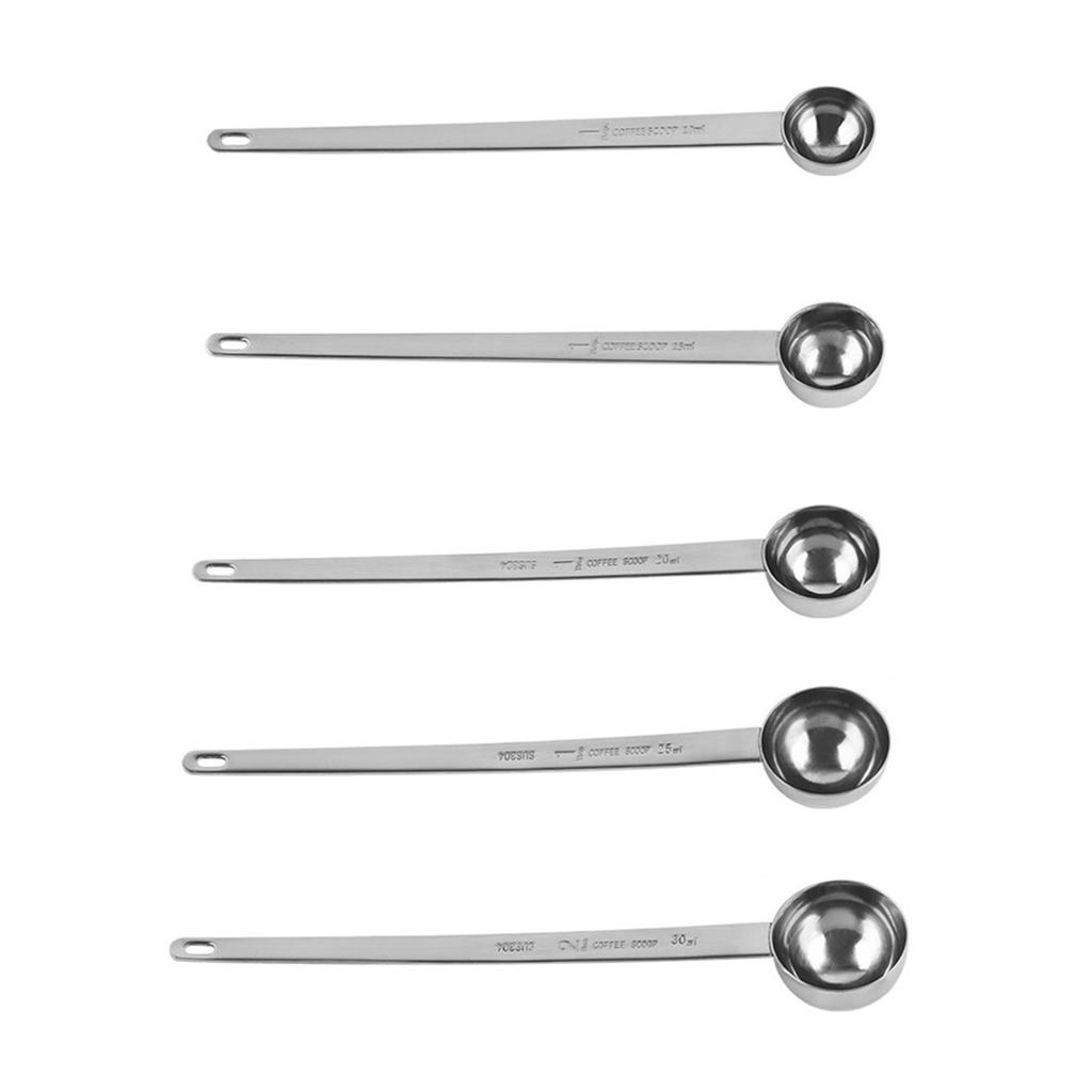 304 Nerezová ocel Dlouhá kávová lžička Odměrka 10ml/15ml/20ml/25ml/30ml Kuchyňský nástroj pro přesné měření