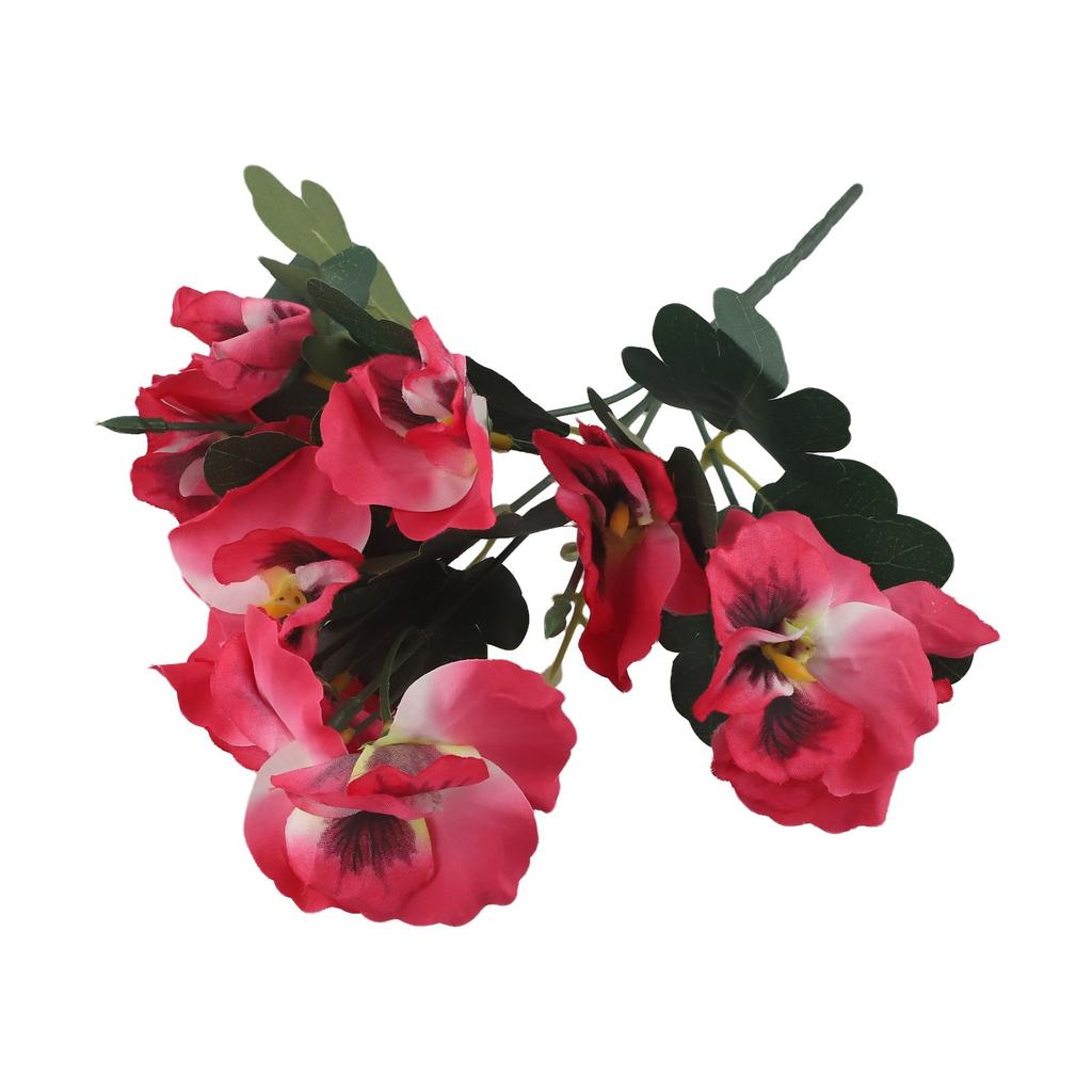 10 Heads Pansy Fake Flower 26cm DIY Craft Rose Red