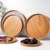 Japanese Style Round Tray Food Serving Plate Natural Wood Snack Dessert Plates Wooden Simple Fruit Dish Tray Kitchen Organizer