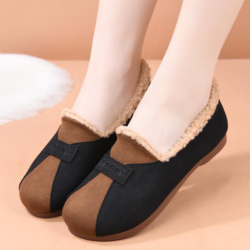 Processing and customization, winter 2025 new velvet soft-soled fashion Doudou shoes, warm one-pedal thickened women's cotton shoes