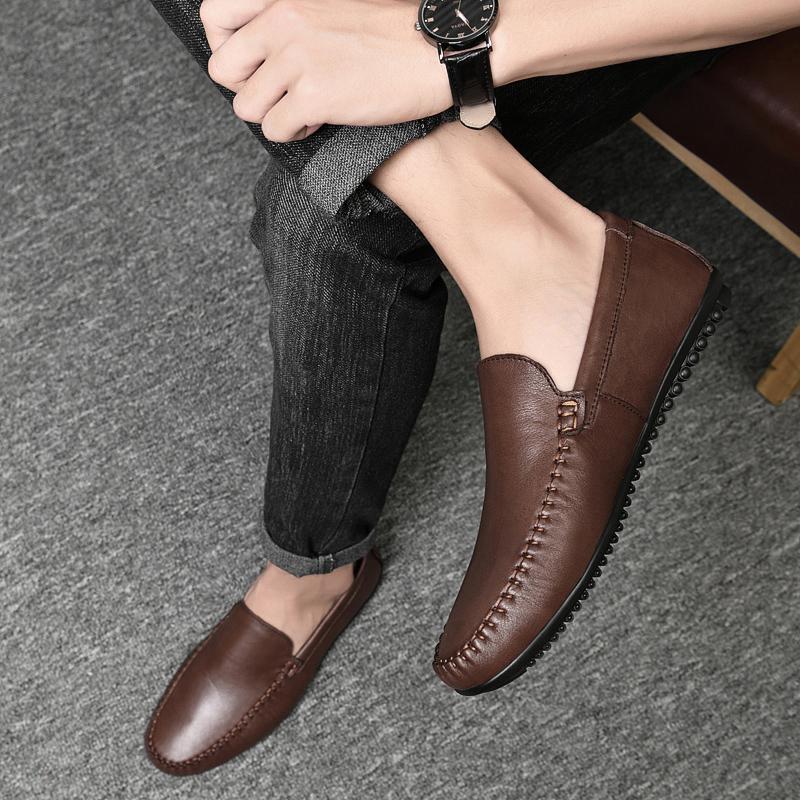 Men Summer Shoes Genuine Leather Handmade  Casual Shoes Man Comfortable Moccasins Breathable Mens Loafers Luxury Shoes Designers
