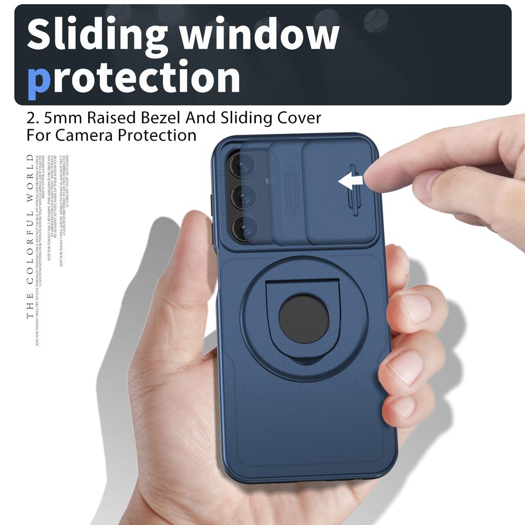 For Samsung Galaxy A34 5G Case Slide Camera Window TPU+PC Magnetic Phone Cover