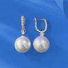 Hui Zhiyi 2024 Shell Pearl 13mm Stud Earrings in 925 Silver for European & American Fashion