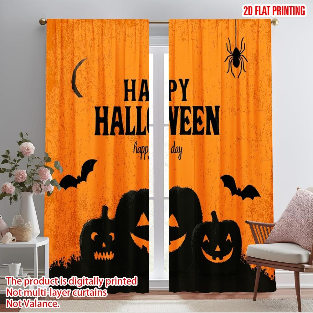 

2pcs,2D plane printing Popular Curtain Panels halloween pumpkin (1) 100% Polyester (without rod) Room Decor for Living Room, 52.50×116.00 CM 2pcs