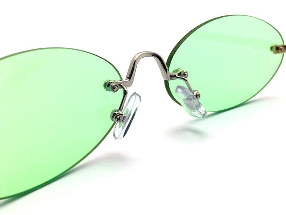 FLAT LENS OVAL SUNGLASS lens oval SILVER LIGHT GREEN [SPEED ADDICT] (flat sunglasses) ×
