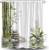 Rideau de douche pierre de spa fleur blanche feuilles vertes source d'eau plante florale décor de jardin japonais rideau asiatique avec crochets