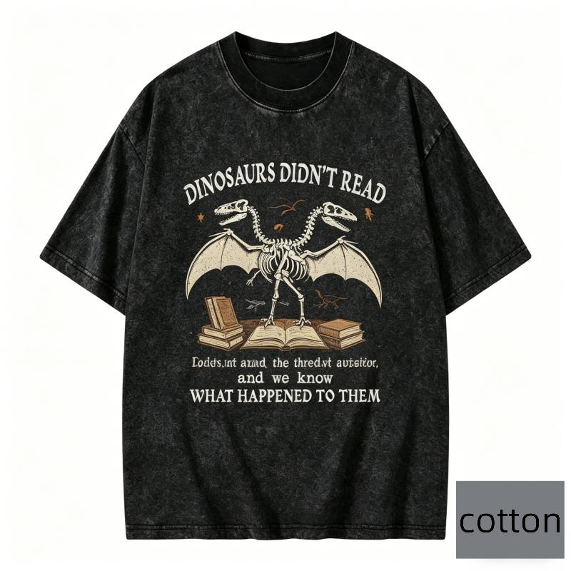 Oversize Dinosaurs Short Sleeves Tshirt Didnt Read Quote Tee Vintage Cotton Top for Women Men Unisex Trendy Casual Tee Y2k 2XL