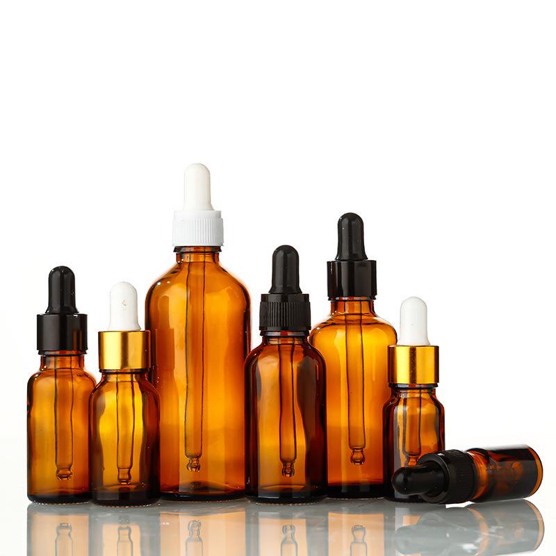 Brown Light-Proof 10ML Glass Dropper Bottle with Rubber Head for Essential Oils.