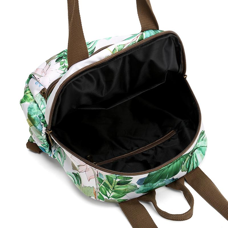 Women's Tropical Floral Nylon Backpack - Lightweight Multi-way Shoulder Bag for Travel & Daily Use