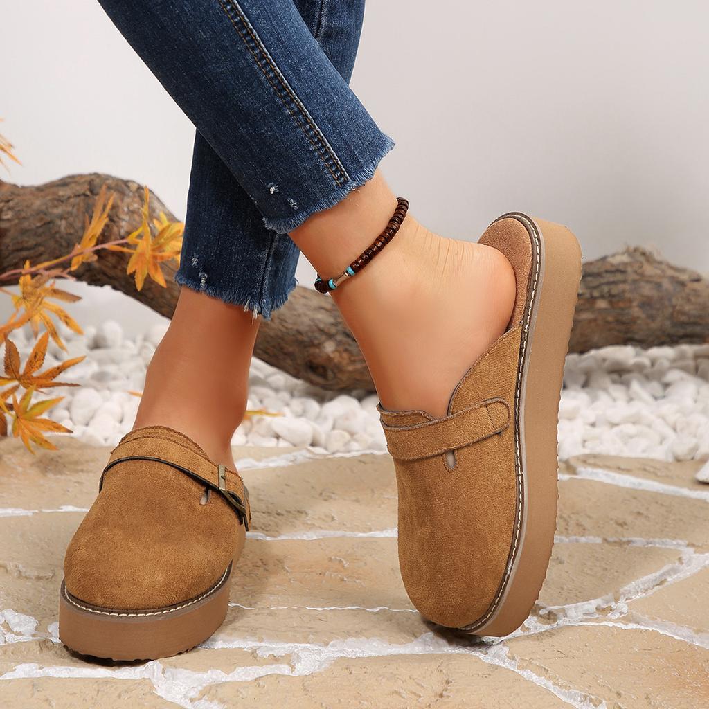 Really Breathable Thick-soled Heightening Versatile Bag Head Slippers 2025 Autumn New Shoes Women's Popular Half-drag Women's Shoes Slippers