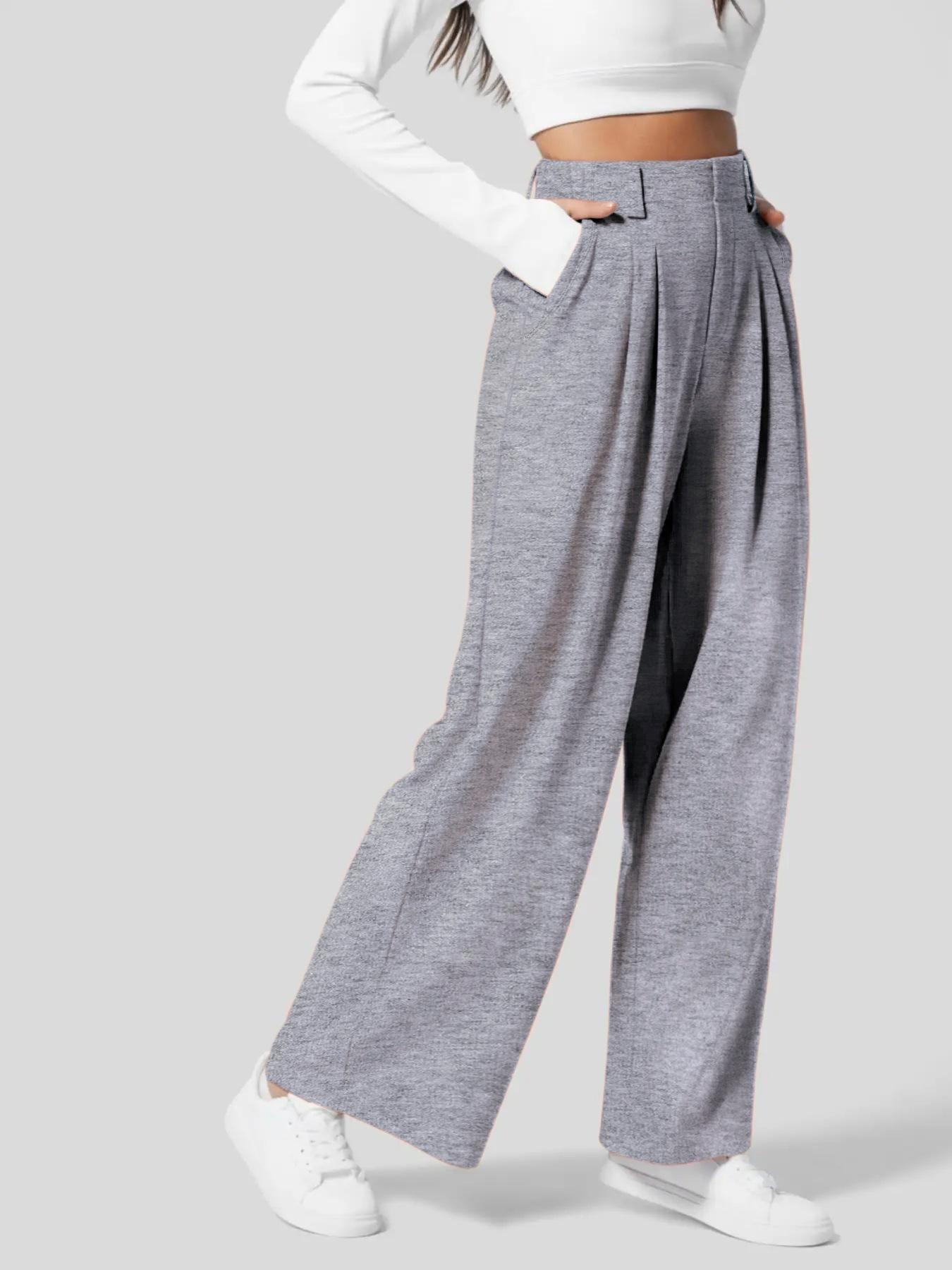 

Повседневные прямые брюки для женщин из Европы и Америки, трансграничные XXL серый