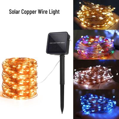 Solarbetriebene LED-Lichterkette aus Kupferdraht - Wasserdicht, Fernbedienbar, 8 Modi, Weihnachtsdekoration