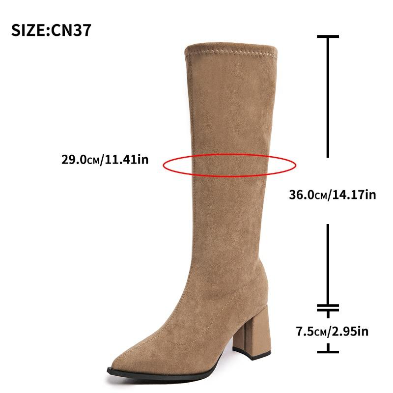 

Autumn Winter Thick Heel Women Knee High Boots Pointed Toe Stripper Party Shoes Female Vintage Long Booties Zapatos De Muje 35 хакі