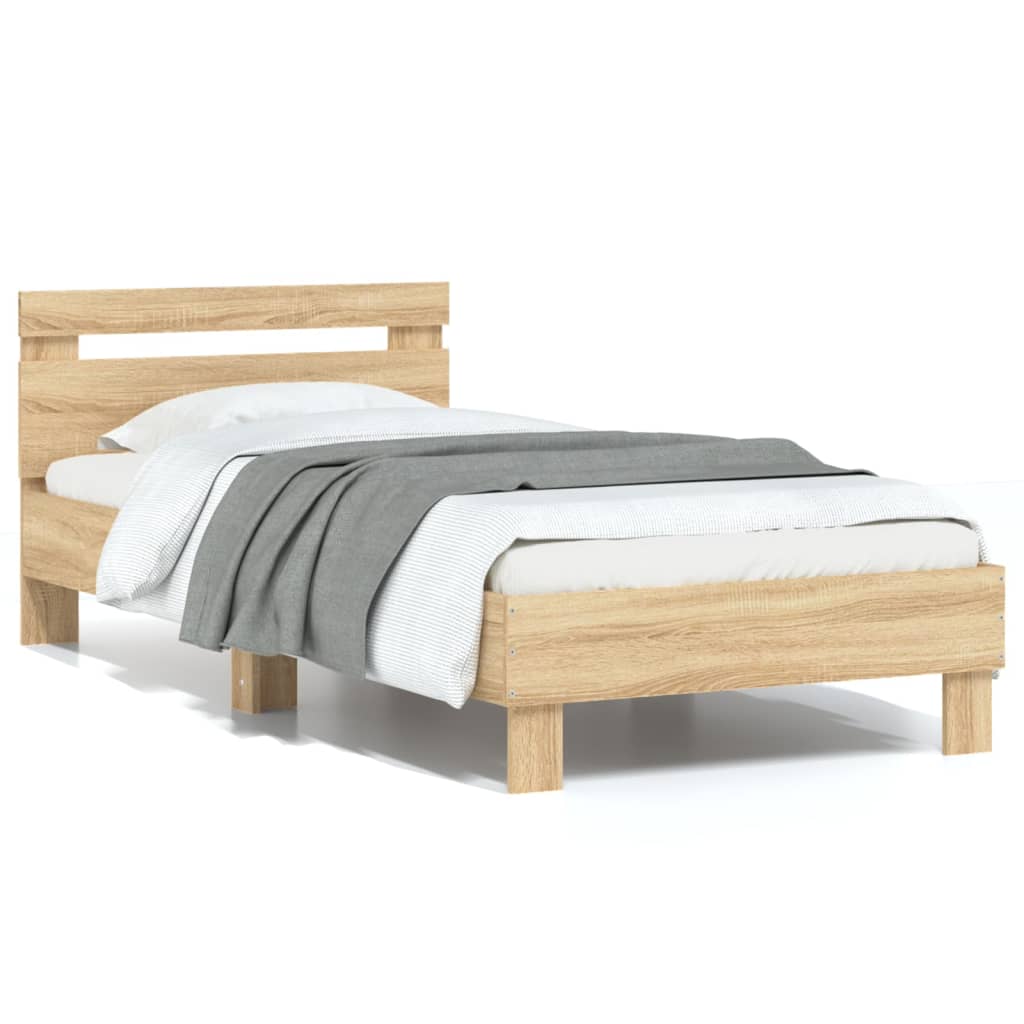 Vidaxl Bed With Headboard, Without Mattress, Sonoma Oak, 90X190 Cm