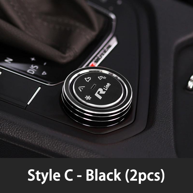 2026 Hot Sticker 2Pcs 3D Aluminum Interior Driving Mode Knob Ring Decorative Stickers For VW Volkswagen Tituan Tharu TAYRON T-RO