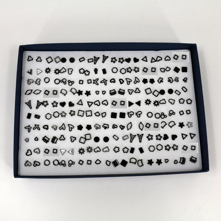 

100 пар мини-карманных геометрических пластиковых игл с сохранением цвета, милых маленьких сережек-гвоздиков