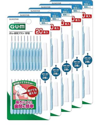 GUM Interdental 20 Size Brushes, I-Shaped, Pieces, SS, 5-Pack