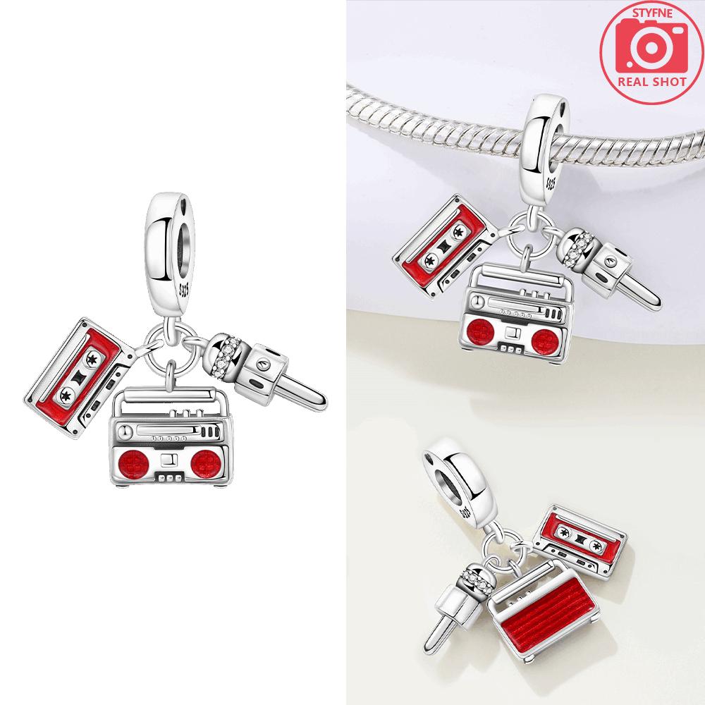 

Pink Denim Hat Pendant Bead Component Vintage Music Painting Tool Small Car Authentic Original Copper Metal Bead Component Compatible With Bracelet