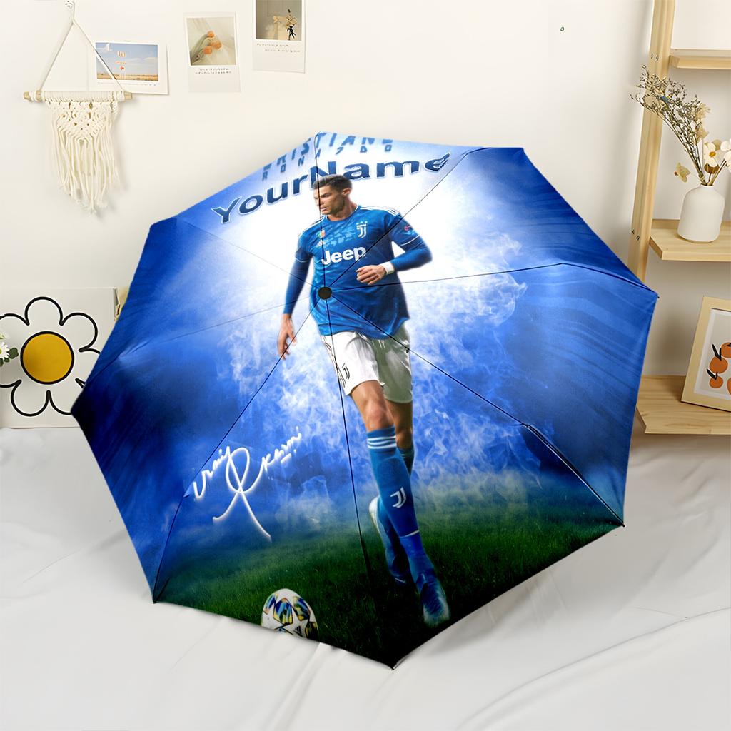 Cristiano Ronaldo Customize Your Name Umbrella Compact Travel Automatic Umbrella Compact 8-Rib Design Sturdy Construction Travel Essential