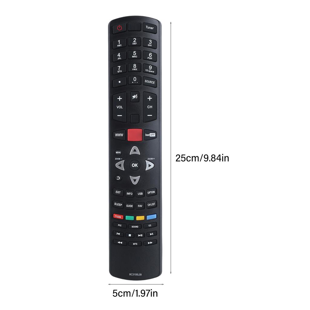 Replacement Remote Control Compatible for TCL RC3100L09 TV Controller Ergonomic Design Quick Response Long Ranges