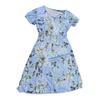 Waist Tight Floral Print Summer Women Midi Dress Streetwear Short Sleeve Dress for Party