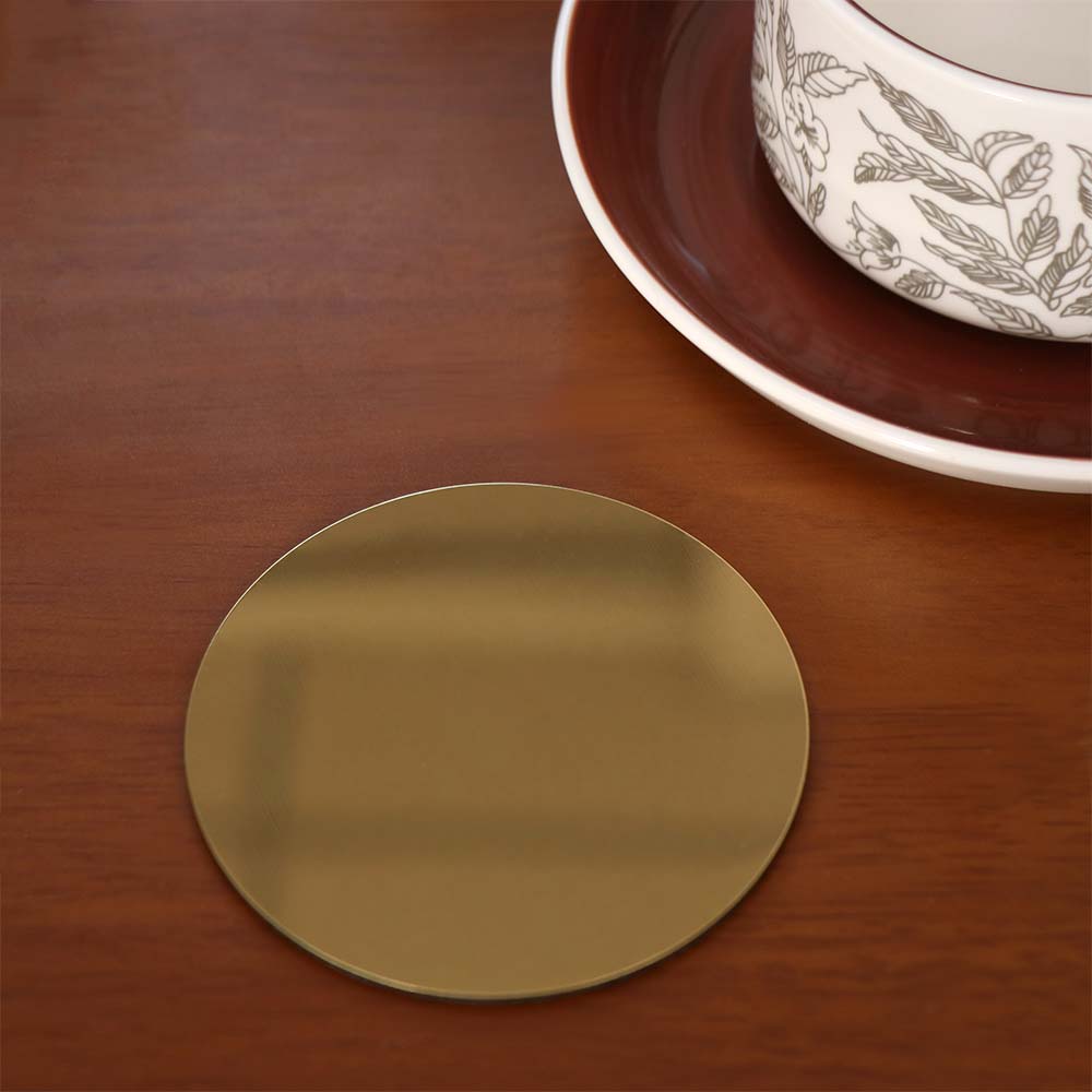Scald-proof Insulated Cup Mat Mirror-like Drink Pad Gold Stainless Steel Coaster Set Restaurant
