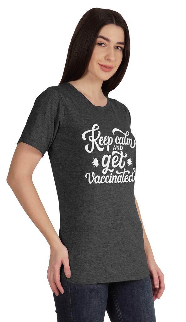 Inkmeso Keep Calm And Get Vaccinated Funny Pro Vaccine Crew Neck T-shirt For