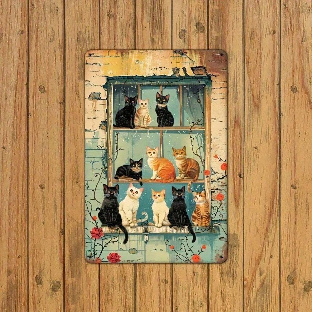 

Vintage Kitten Metal Poster, Rustic Wall Art for Home Cafe Bar Decor