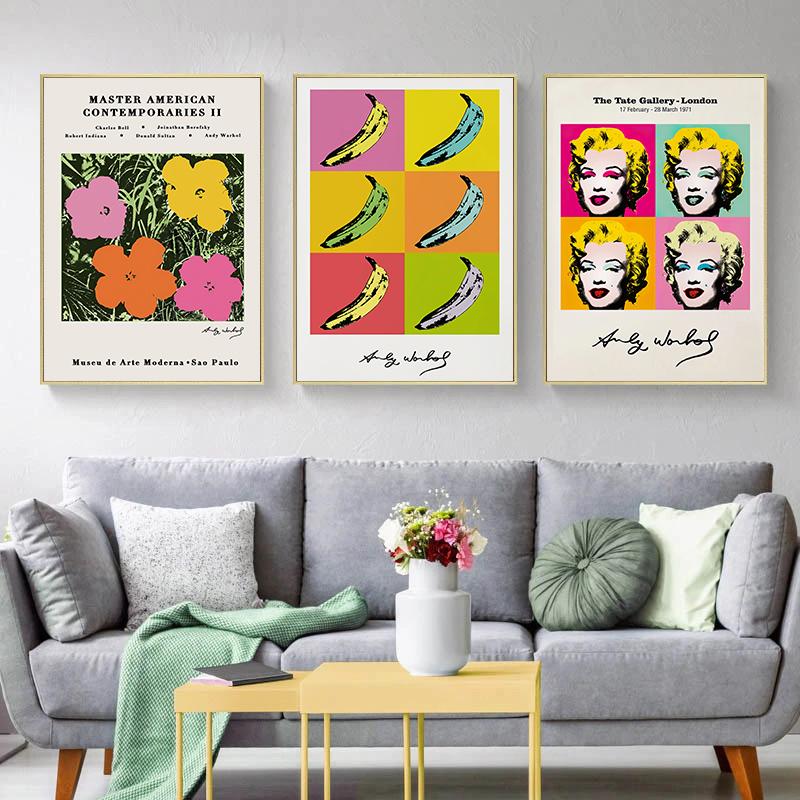 Abstract Flower Cow Tomato Soup Poster Canvas Painting Andy Warhol Print Decorative Picture Living Room Home Decoration Gift