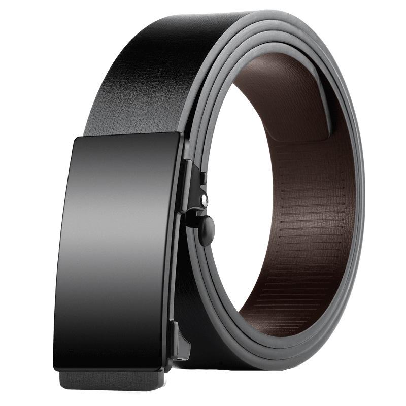 Men's Leather Alloy Automatic Buckle Belt - Business & Casual Cowhide Pants Belt