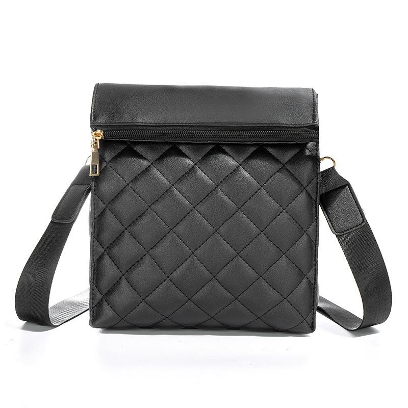 Personalized rhombus embroidered folding mobile phone bag, fashionable and simple, one shoulder oblique span women's bag.