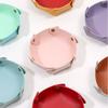 1PC Foldable Round PU Leather Tray Desktop Organizer for Jewelry Cosmetics Keys Multi-purpose Storage Box for Home Office