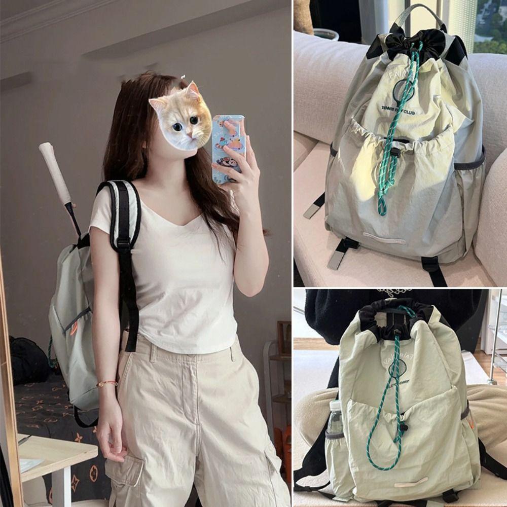 Large Capacity Fitness Shoulder Bag Nylon Drawstring Fitness Bag Girls