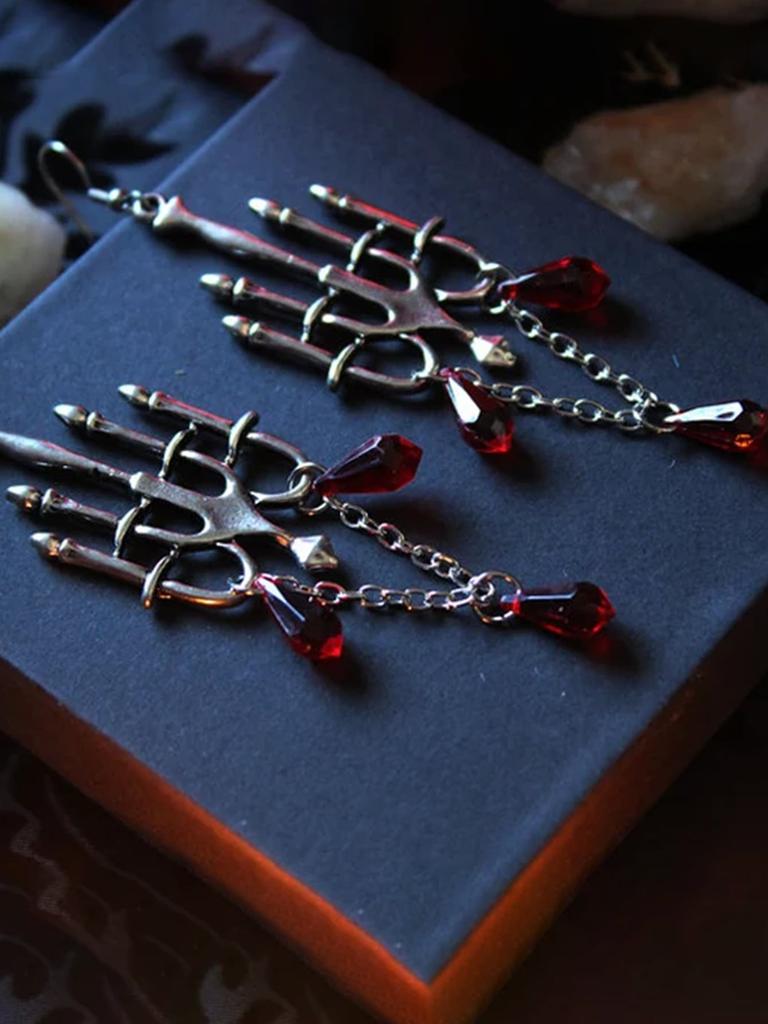 A Pair Of Geometric Pendant Earrings, Plated With Metal Fake Crystals, Punk Style, Suitable For Daily Wear At Gatherings