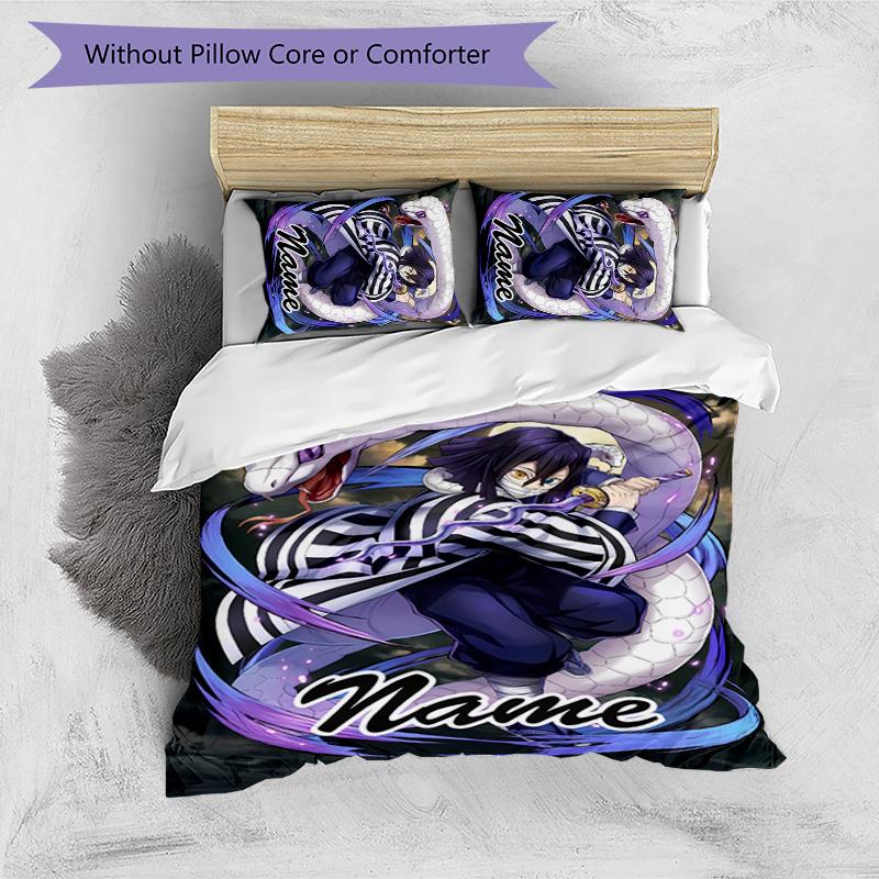 3pcs Demon Slayer5 Cover Set - Personalized Name, HD Printed Bedding with 1 Cover and 2 Pillowcases - Perfect for Home Decor, Easy Care