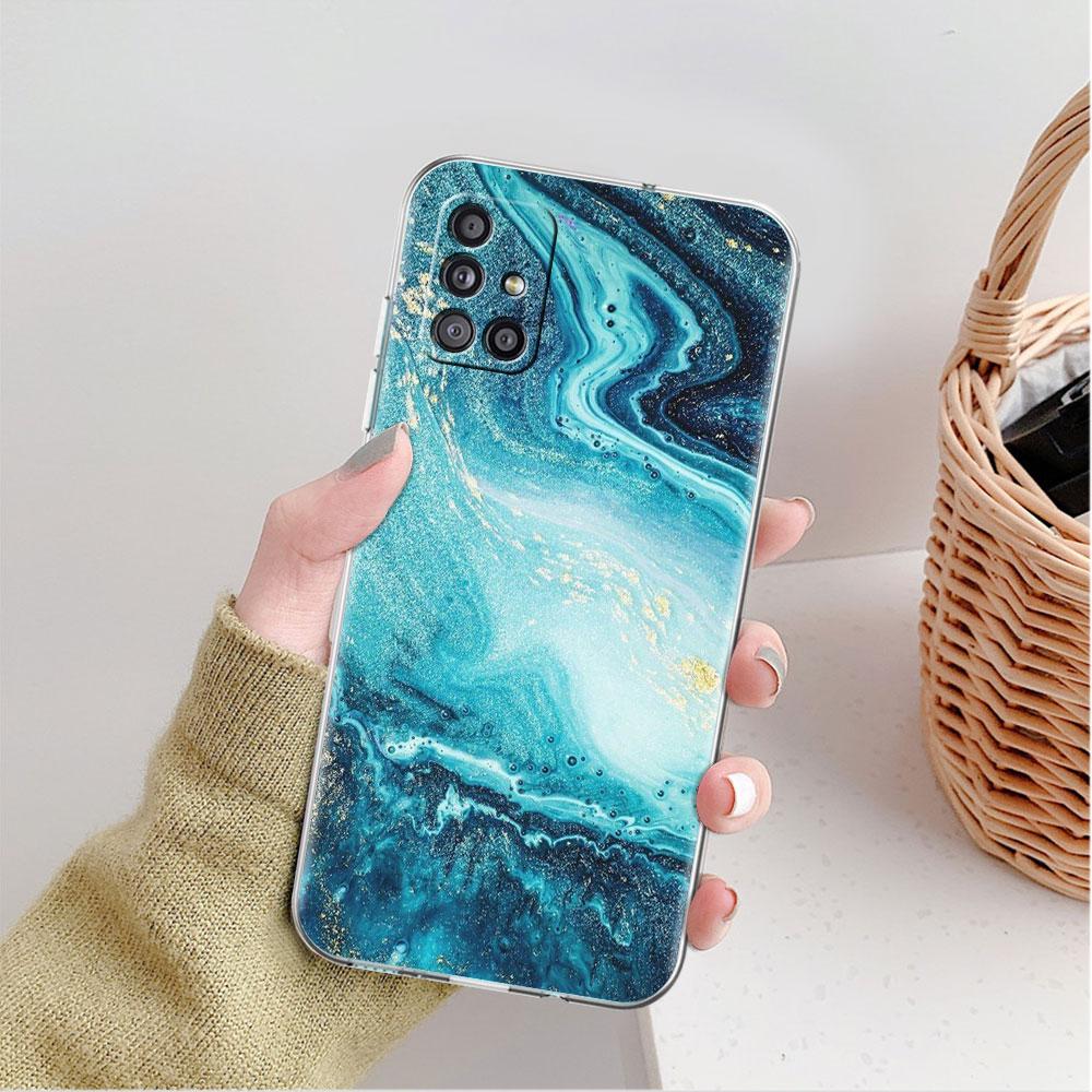 Clear Case For Samsung Galaxy A52 A12 A51 A32 A21s A71 A32 A22 50 A70 A31 A72 5G Phone Cover Granite Marble