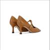 Fashion 2025 Genuine Leather Office Ladies Pumps Pointed Toe T-strap Thin High Heels Janes Leather Shoes For Women Dress