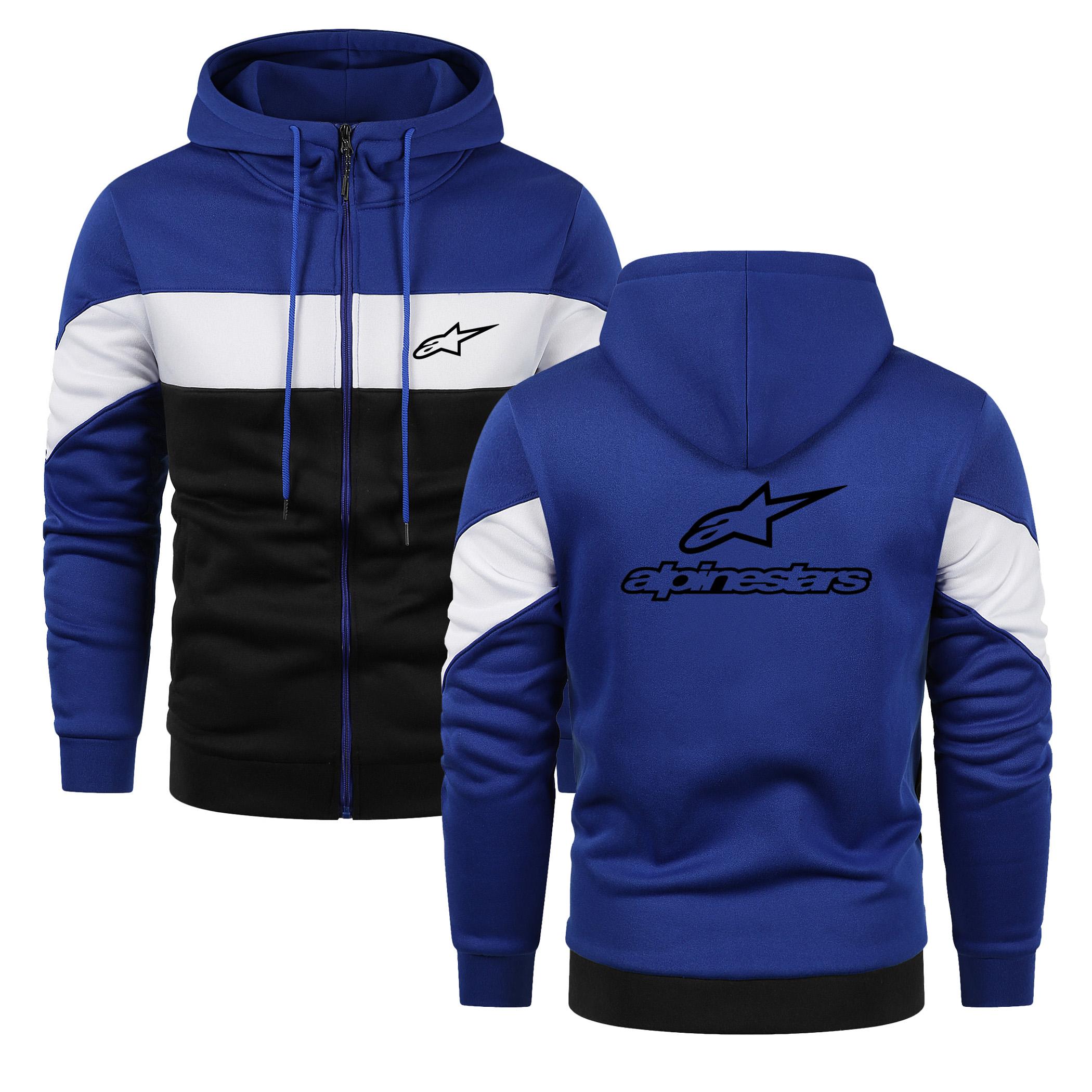 

Мужская осенне-зимняя толстовка с капюшоном на молнии, больших размеров, с разноцветной вставкой и принтом S