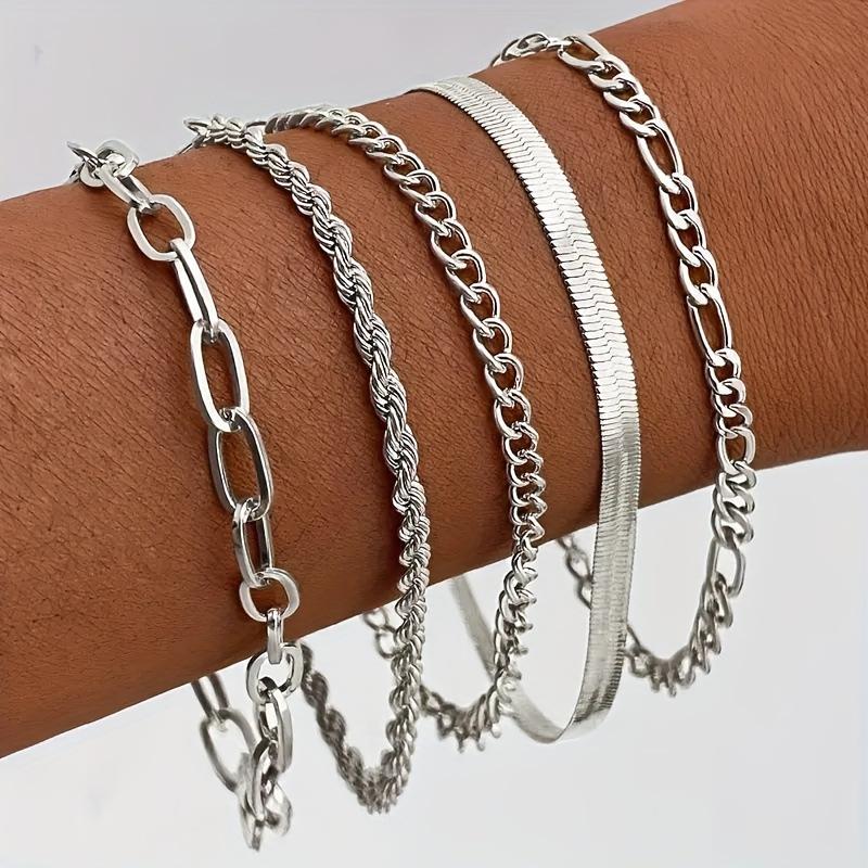 5Pcs Bohemian Gold Color Bracelets Set For Women Fashionably Simple Bracelet Stackable Design Bracelet Jewelry Accessories