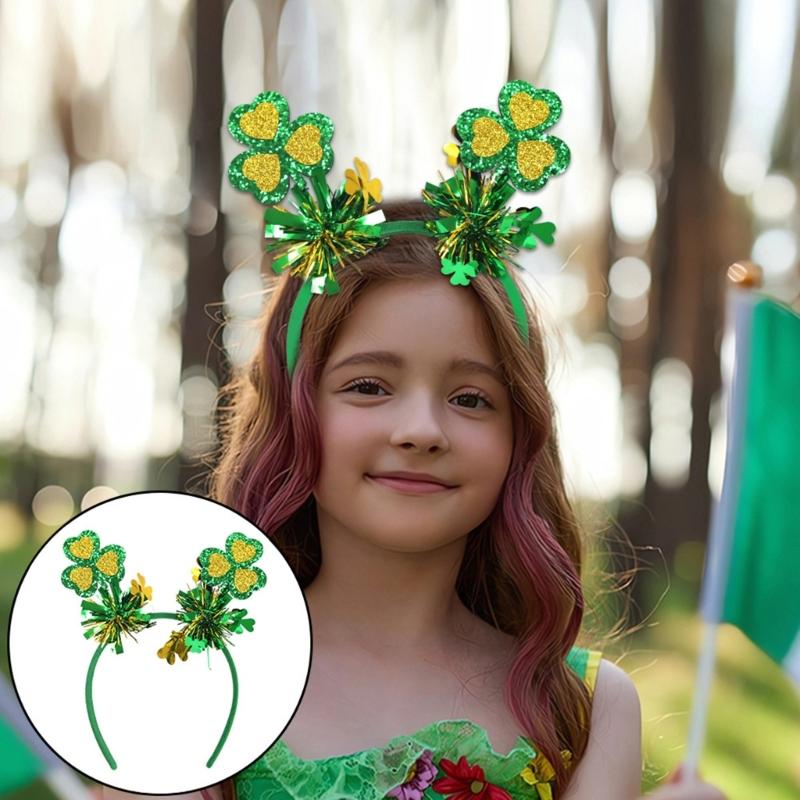 StPatricks Day HairHoop for Irish National Day Celebration Glittering Powder Headband for Theme Party Festival Gathering