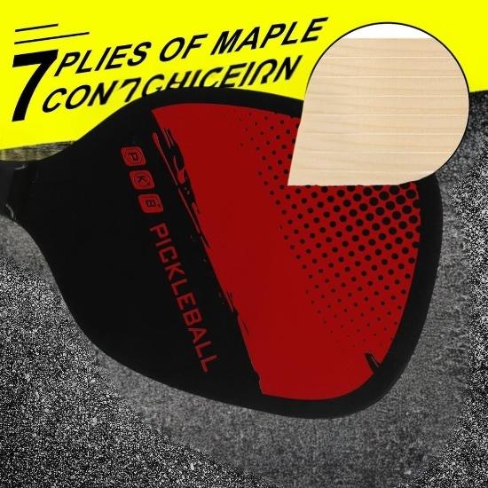 KNK Pickleball Paddle Set - Wood Fiber Paddle, 2 Outdoor Balls, Protective Cover (Sportster Red)