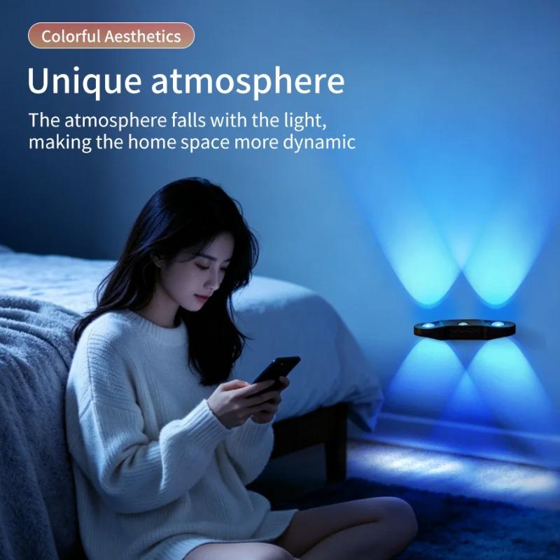 Tricolor or RGB PIR Human Body Sensor LED Wall Lamp Magnetic Night Light USB Rechargeable Cabinet Light Indoor Stair Decor with Remote Control