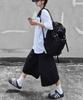 Bymoss Shiny 2-Pocket Nylon Backpack - Black