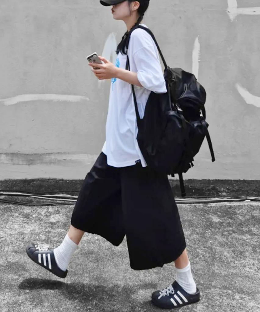 Bymoss Shiny 2-Pocket Nylon Backpack - Black