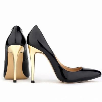 Kvinnor Sexiga Pumps Stilettklackar 11cm Dam Höga Klackar Platå Ankelrem Spetsig Tå Nude Guld Bröllopsfest Skor Plus Size 42