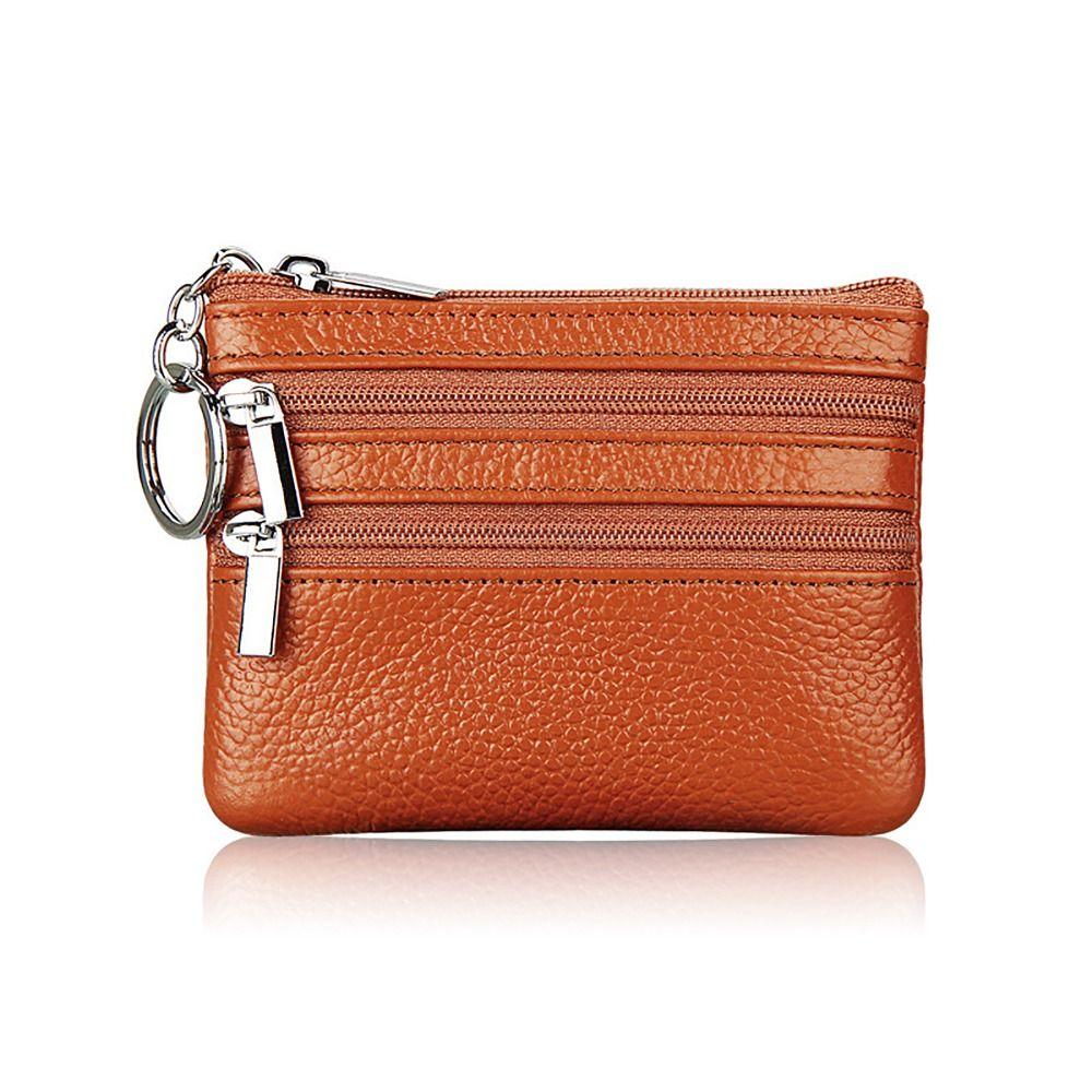 PU Leather Key Ring Waterproof Pocket Purse Money Coin Purse Zipper Wear-resistant Credit Card Holder