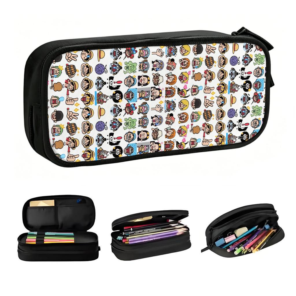 Cute Japanese Manga One Pieces Pencil Cases for Girls Boys Large Capacity Anime Pirates Skull Pencil Box School Accessories