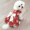 Pet Christmas Dress Holiday Party New Year's Christmas Dress Skirt Dog Dress Bow Santa Thin Christmas Decorations for Dogs